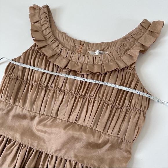 [SOLD] Parasuco Pure Silk Smocked Shimmery Ruffle Peplum Tank Top size 6 - Picture 4 of 10